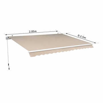 Outsunny Gelenkarmmarkise Sonnenschutz Balkon Creme 2,95x2,5m Markise - 7