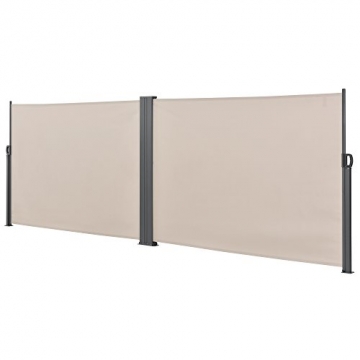 [pro.tec] Doppelte Seitenmarkise 2 x 160 x 300 cm Sandfarben Beige Sichtschutz Markise Sonnen- & Windschutz - 3