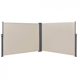 [pro.tec] Doppelte Seitenmarkise 2 x 160 x 300 cm Sandfarben Beige Sichtschutz Markise Sonnen- & Windschutz - 1