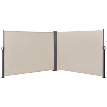 [pro.tec] Doppelte Seitenmarkise 2 x 160 x 300 cm Sandfarben Beige Sichtschutz Markise Sonnen- & Windschutz - 1