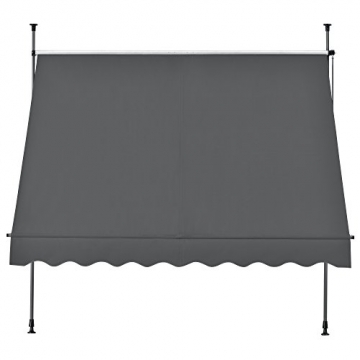 [pro.tec] Klemmmarkise - Grau - 150 x 120 x 200-300cm - Markise Balkonmarkise Sonnenschutz - ohne Bohren - 4