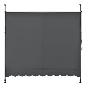 [pro.tec] Klemmmarkise - Grau - 150 x 120 x 200-300cm - Markise Balkonmarkise Sonnenschutz - ohne Bohren - 5