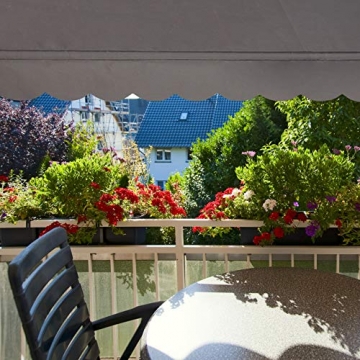 Relaxdays Klemmmarkise Balkon, Handkurbel, höhenverstellbar, UV-beständig, ohne Bohren, Polyester, 250 cm breit, grau - 3