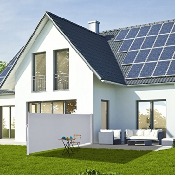 Relaxdays Seitenmarkise ausziehbar, Rollo für Balkon, Garten, Wand, UV-beständiger Sichtschutz HxB: 180 x 300 cm, grau - 2