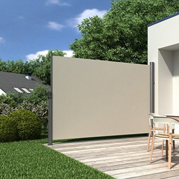 SONGMICS 160 x 300 cm (H x L) Seitenmarkise für Balkon und Terrasse, mit Bodenmontage, Sichtschutz, Sonnenschutz, Seitenrollo Beige GSA160E - 7