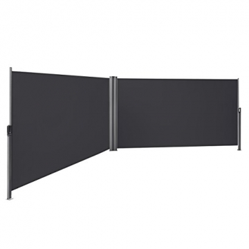 SONGMICS 180 x 600 cm (H x L), Doppelseitenmarkise ausziehbar, Sichtschutz, Sonnenschutz, TÜV SÜD GS Zertifiziert, verdickter Polyester 280 g/㎡, rauchGrau Die Serie Classic GSA360G - 1