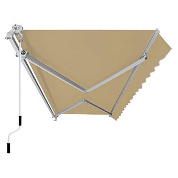 SONGMICS Gelenkarmmarkise 295 cm, Markise mit Kurbel, Sonnenschutz, Anti-UV und wasserfest, beige, 295 x 250 cm, GRA30BE - 1