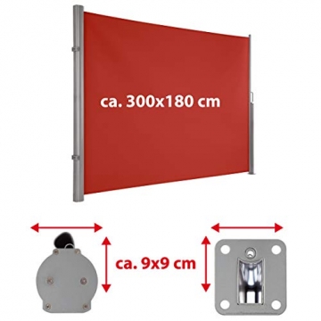 Ultranatura Maui Seitenmarkise, Seitenwandmarkise ausziehbar, Seitenrollo Balkon, Terrasse und Garten, Windschutz und Sichtschutz robust, 300 x 180 cm, orange - 4